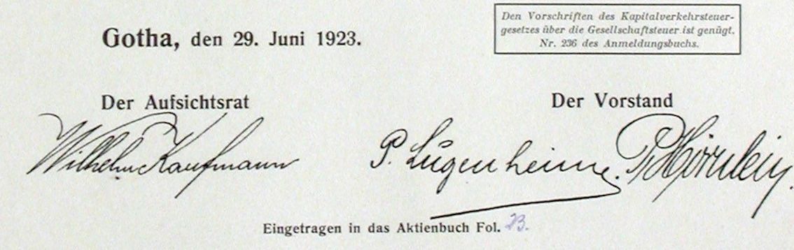 Documenti: Schlosshotel-AG zu Gotha, Gotha - 1923 – Usato da Solothurn venduto da Sgasche 1