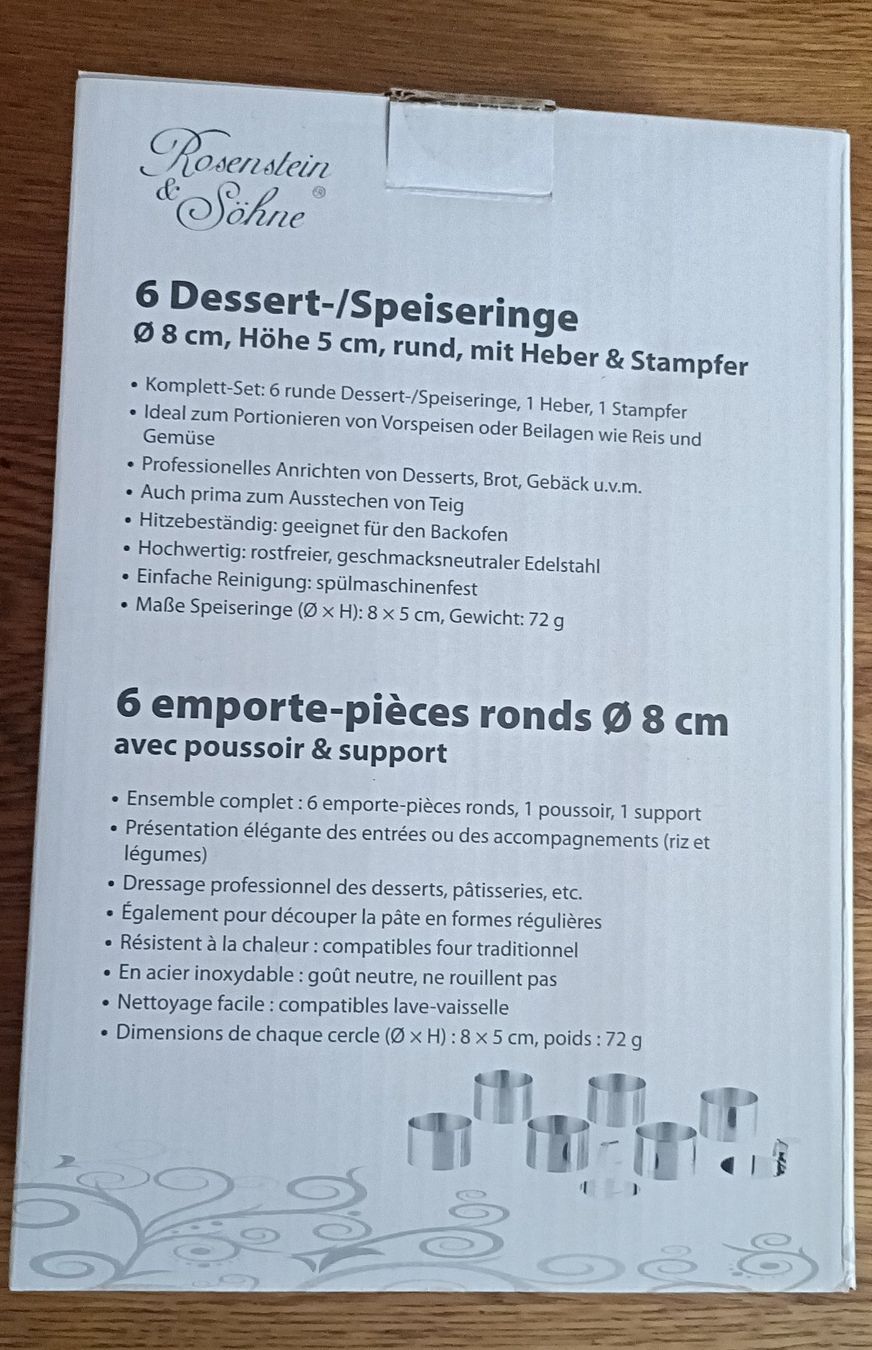 Teglie da forno: 6 Dessert-/Speiseringe von Rosenstein & Söhne, neu – Nuovo e nell'imballaggio originale da Reinach BL venduto da Retep510 3