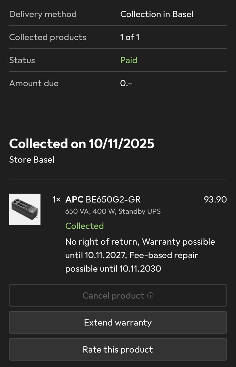 Apc Accus & piles: APC BE650G2-GR UPS 400W – D'occasion à Basel par Heng_cn1997 2