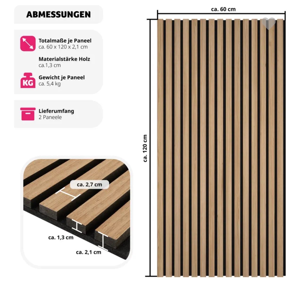Altri accessori: neue 2er Set Akustikpaneele Sonic Wall Eiche hell – Nuovo e nell'imballaggio originale da Necker venduto da liq24 2