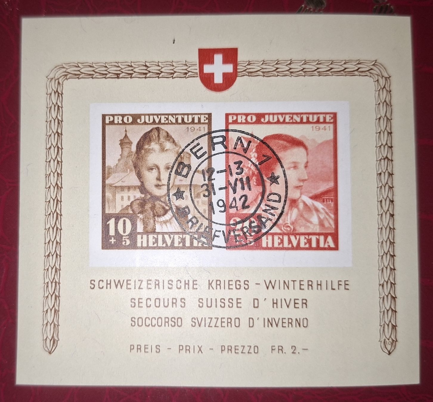 Tutti i francobolli: Pro Juventute Kriegswinterhilfe Kat. 400.- Voll O Bern  – Usato da Balgach venduto da SIMEON27