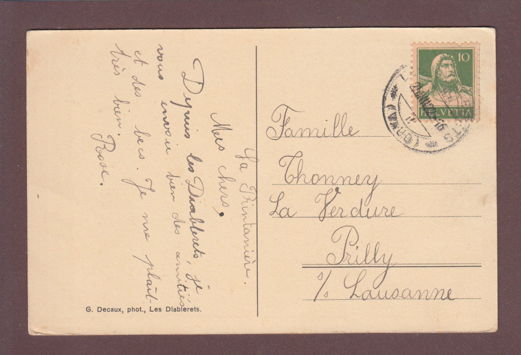 Cartoline postali: LES DIABLERETS - Cascade du torrent - 1922 – Usato da Pully venduto da nicecards 1