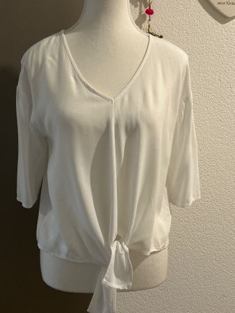 Kurzarm Shirt mit Knoten weiss von Chicorée Gr. M