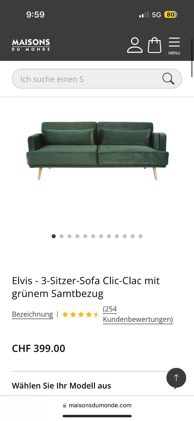 Maisons du monde Divani: Bettsofa Maison du Monde Elvis – Nuovo (secondo la descrizione) da Lenzburg venduto da aaw_r9yg 4