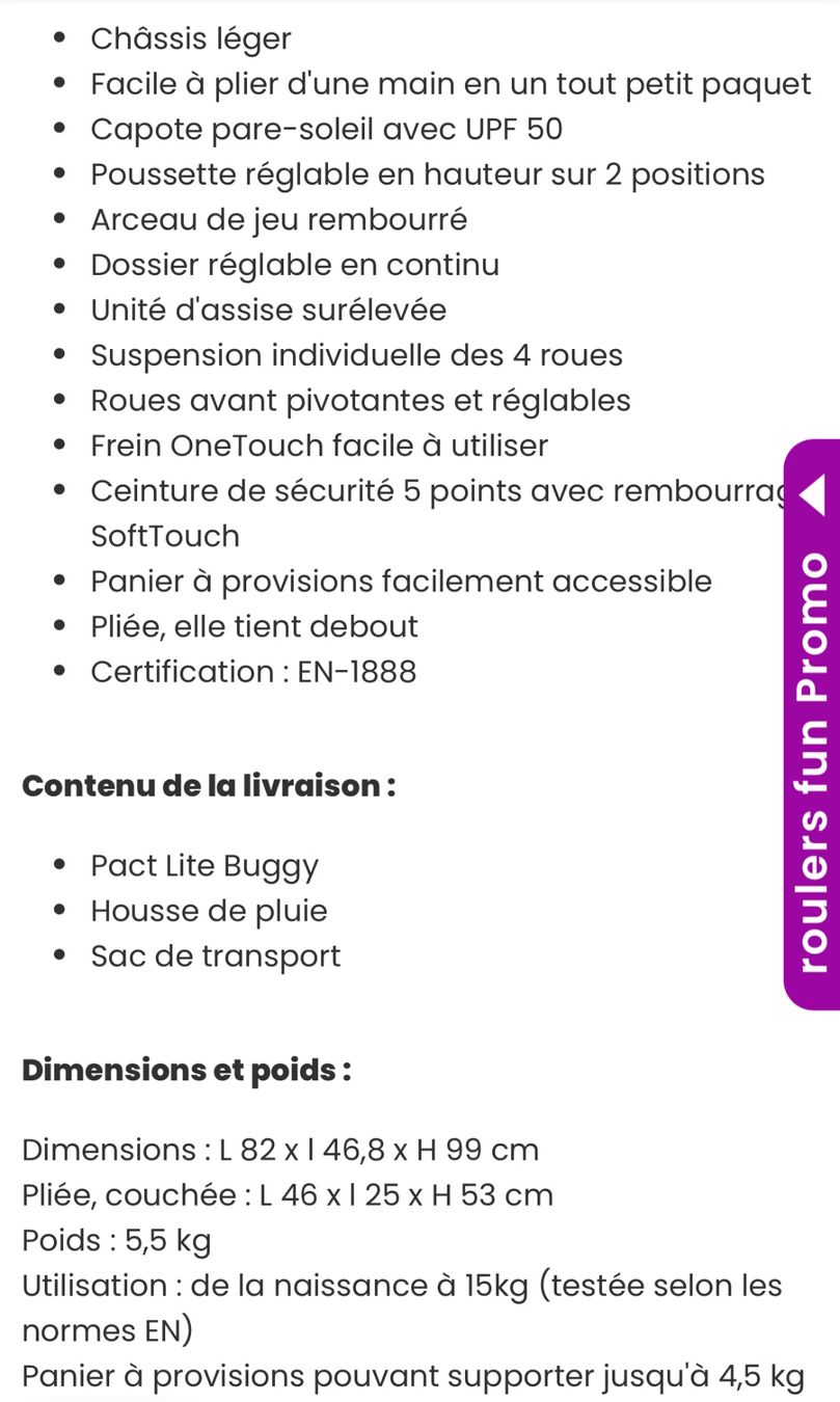 Joie Carrozzine: Poussette pliable Joie Pact Lite – Usato da Couvet venduto da ElodiM 5