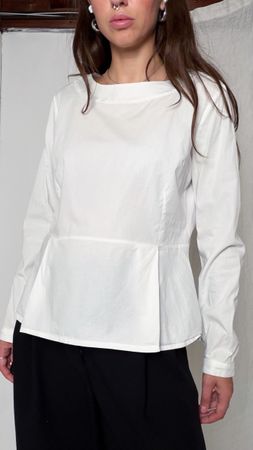 Blouse Long Sleeve White Cotton 