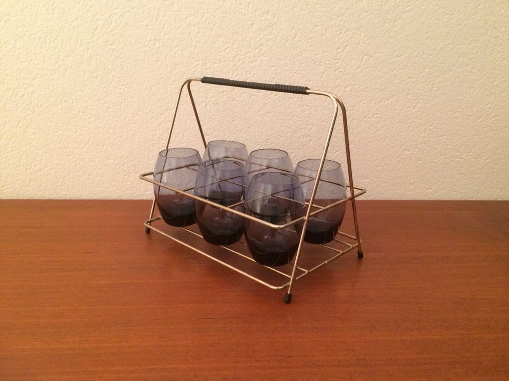 Gläser Set blau mit Messing Ständer 50er | Kaufen auf Ricardo