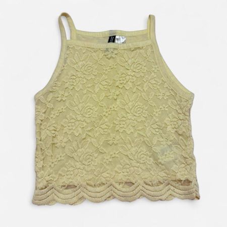 Yellow Lace Crop Top 