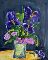 Ölgemälde Blumenstrauss in Vase auf Leinwand