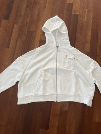 MAX&MOI Paris, Weisse Sweatjacke mit Kapuze, Grösse XS