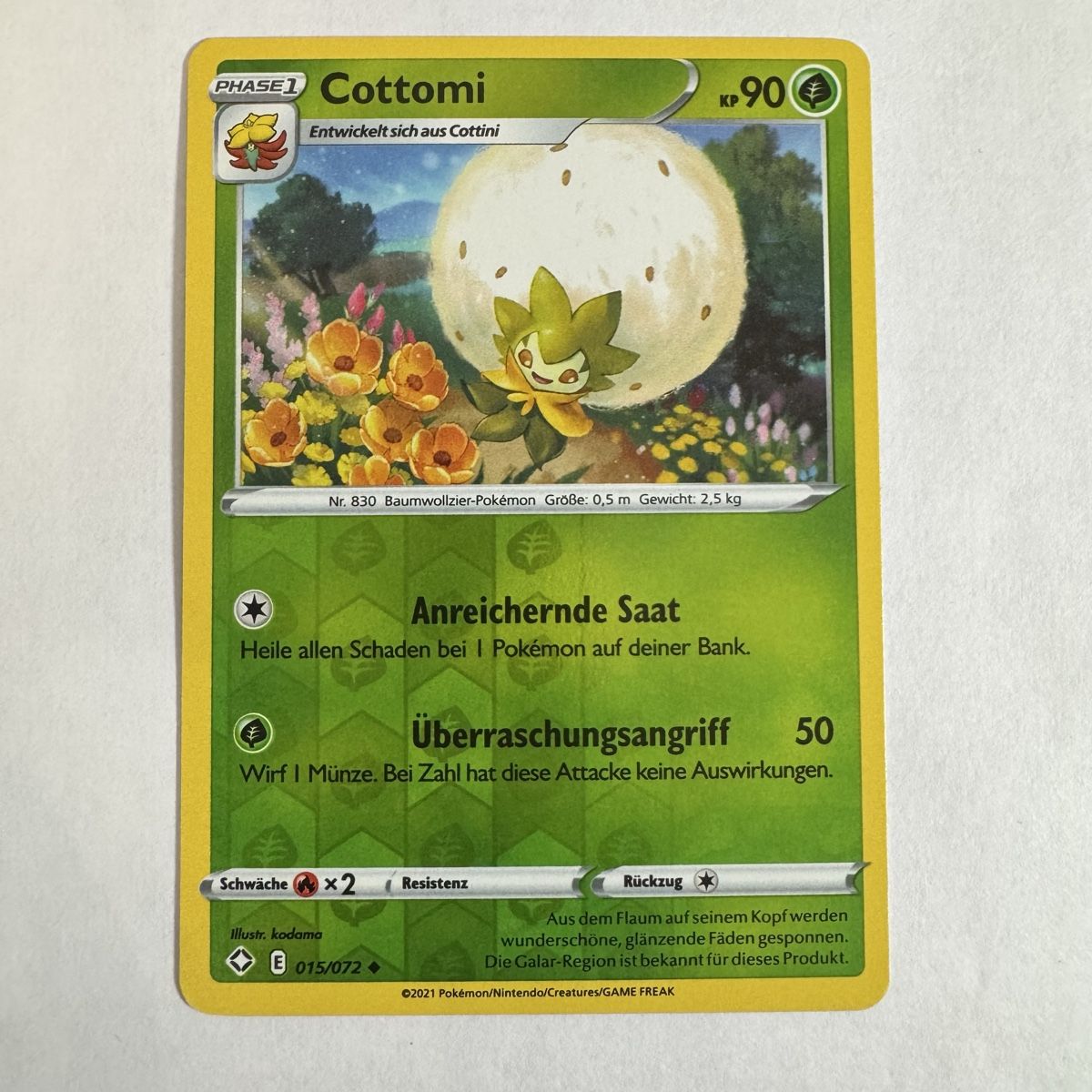 Pokémon Carte collezionabili: Pokémon Cottomi - 15 / 72 - DE – Nuovo (secondo la descrizione) da Staad SG venduto da miaCards