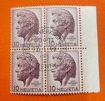 1946 Ersttag Pestalozzi Rand Viererblock 275 mit