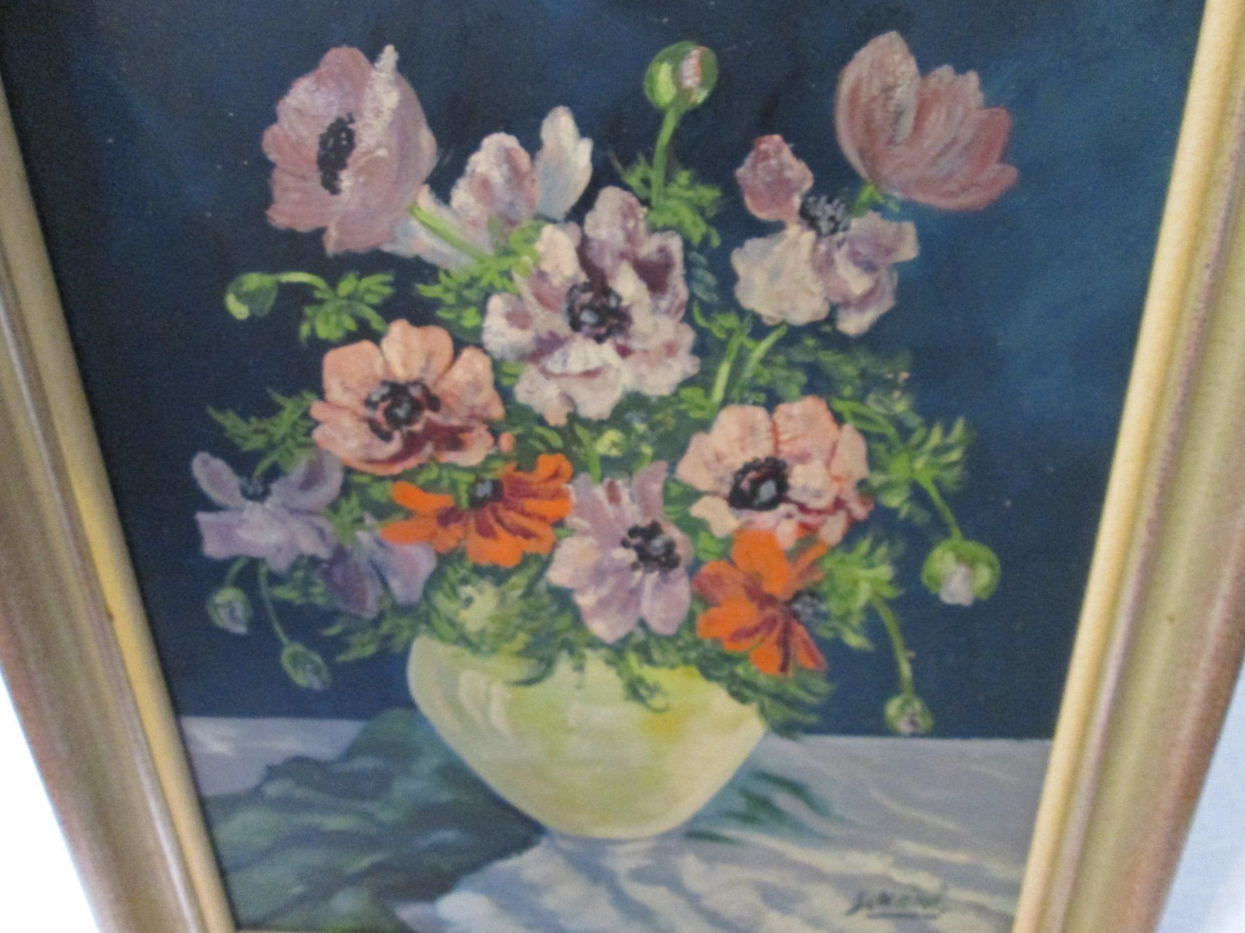 Tele & Cornici: Tableau floral signé "Semoni" encadré. – Usato da La Chaux-de-Fonds venduto da Marteaux 1