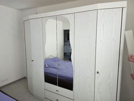 Wardrobe with mirror and chest of drawers white set