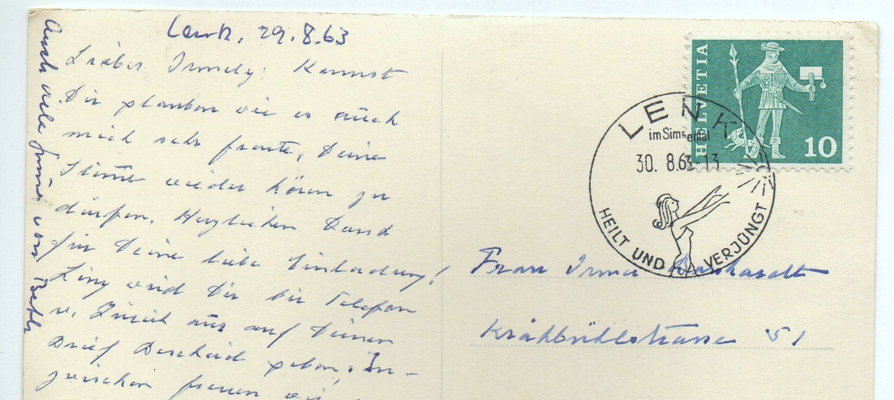 Ansichtskarten: LENK 1963 – Gebraucht aus Jona von philajona 1