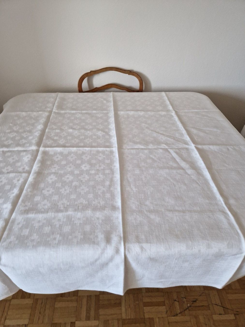 Altra biancheria da tavola: Leinendamast Tischdecke Monogramm FK – Usato da Bern venduto da Antikbatik