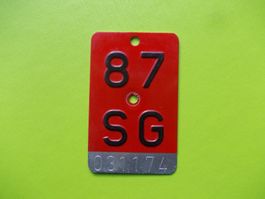 Velonummer / Fahrradnummer SG 87