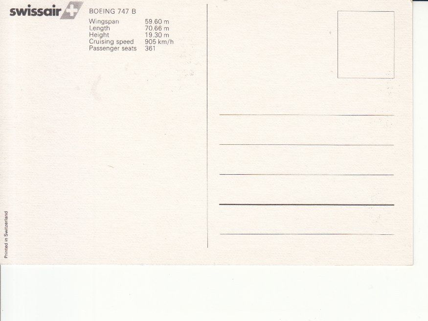 Cartoline postali: Swissair Boeing 747 B,  um 1972 – Usato da Bürglen TG venduto da StampGraf 1