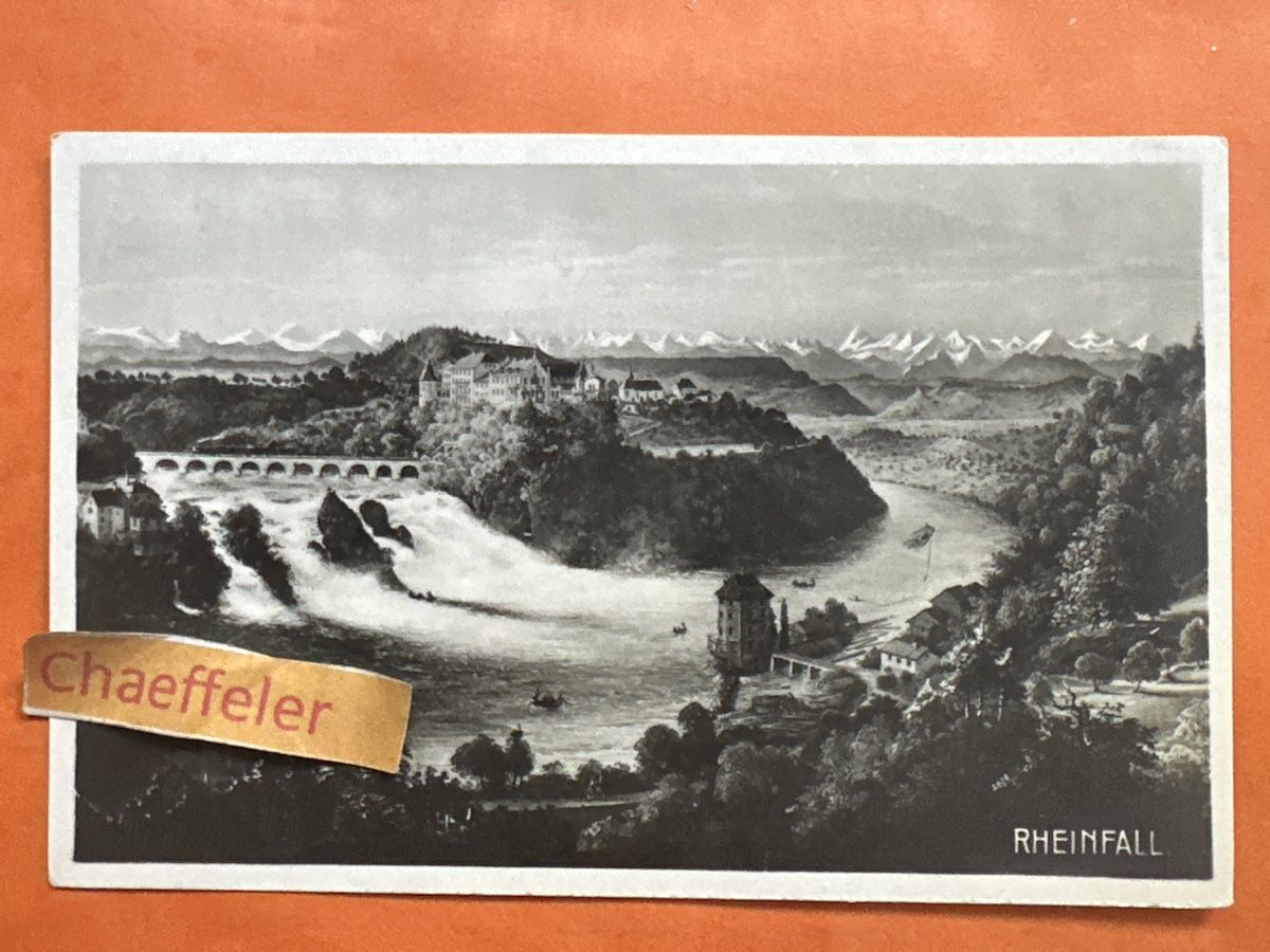 Cartoline postali: 1930 Rheinfall und Schloss Laufen  – Usato da Zürich venduto da Chaeffeler