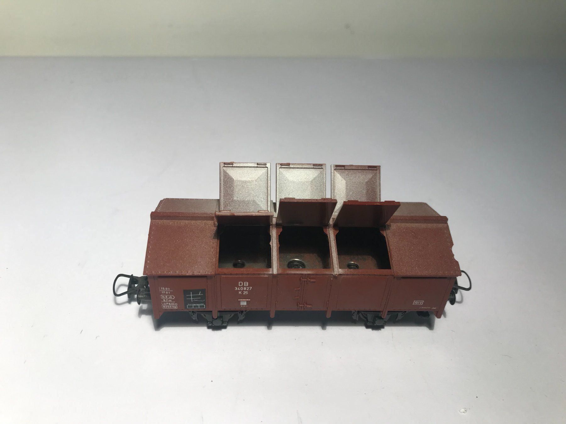 Roco Modellini di ferrovie: ROCO Klappdeckelwagen DB 4313 DC Achsen – Usato da Buchrain venduto da Modellbahn11 4