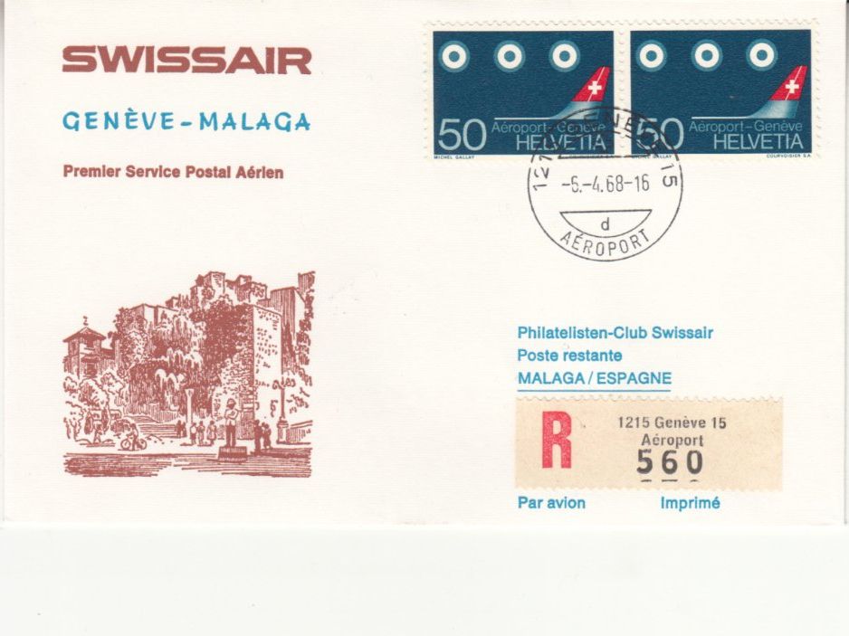 Tutti i francobolli: SLH RF 68.13a Genève-Malaga – Usato da Bürglen TG venduto da StampGraf