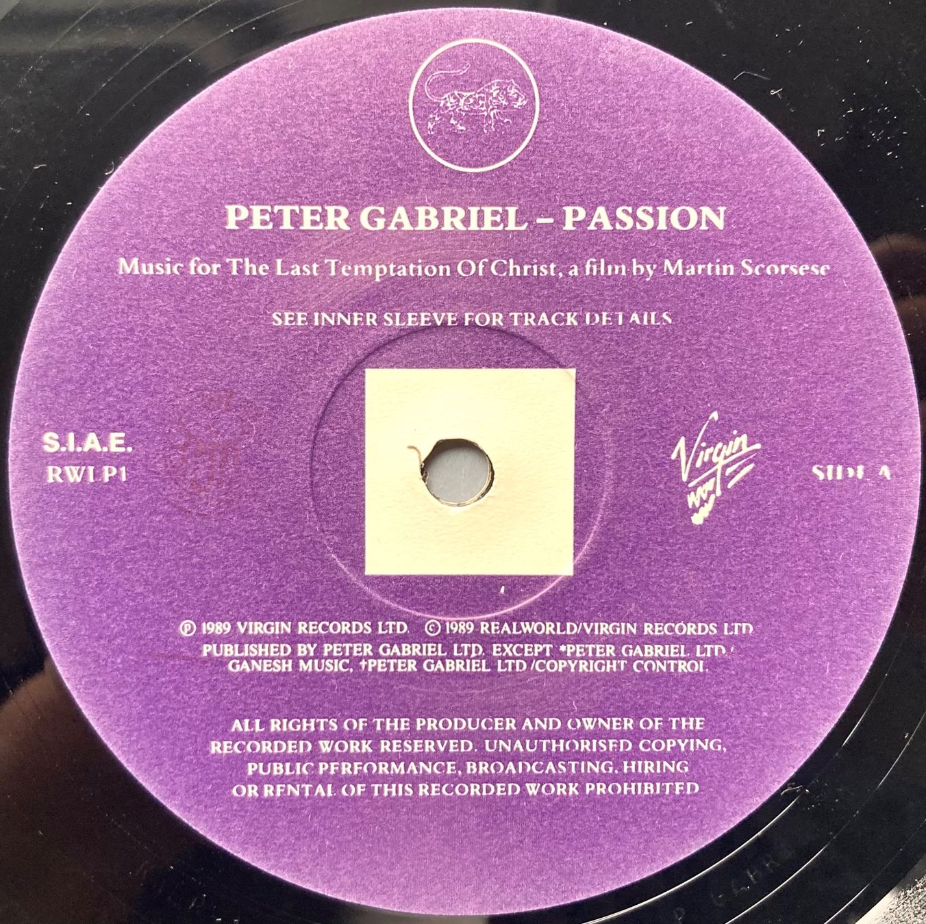 Dischi in vinile: PETER GABRIEL - PASSION – Usato da Poliez-Pittet venduto da Newtown-Records 4