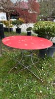 Runder Gartentisch, Metall rot