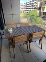 Outdoor dining set (table, 4 chairs, 4 cushions)