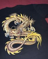 Dragon Drachen Tshirt Schwarz XL mit Siebdruck & GOLD… NEU