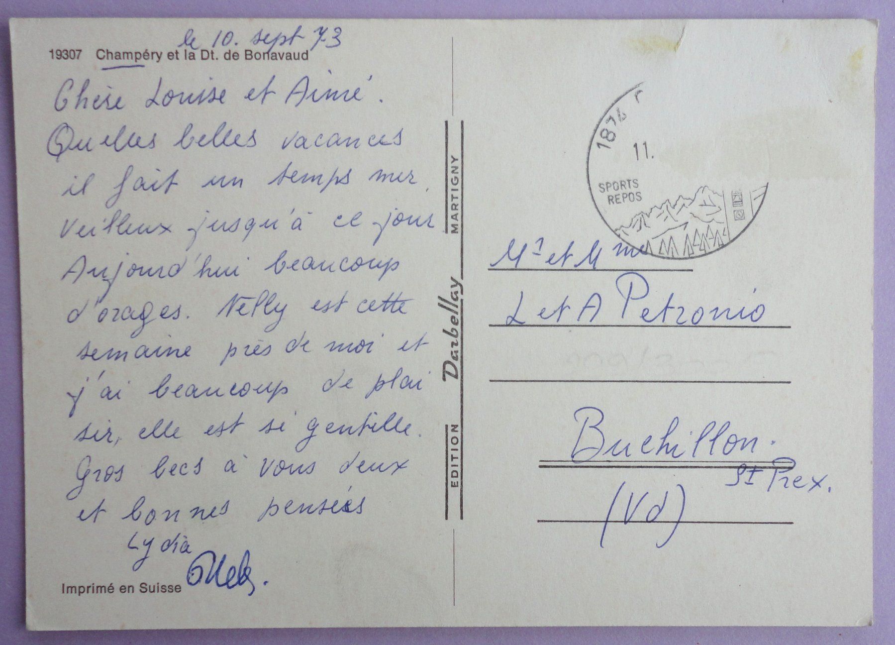 Cartoline postali: Champéry et la Dt. de Bonnavaud – Difettoso da Fétigny venduto da Billy2miny 1