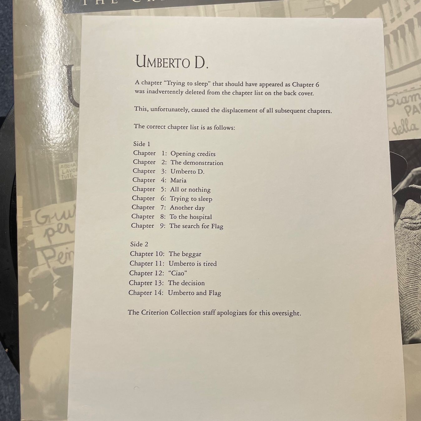 Tutti i DVDs: Umberto D. - LASER DISC - Englisch Original – Usato da Stans venduto da Brode 2