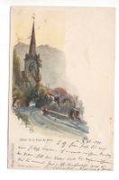 LITHO Eglise de la TOUR DE PEILZ gel. 1899 v. Vevey n. Worb