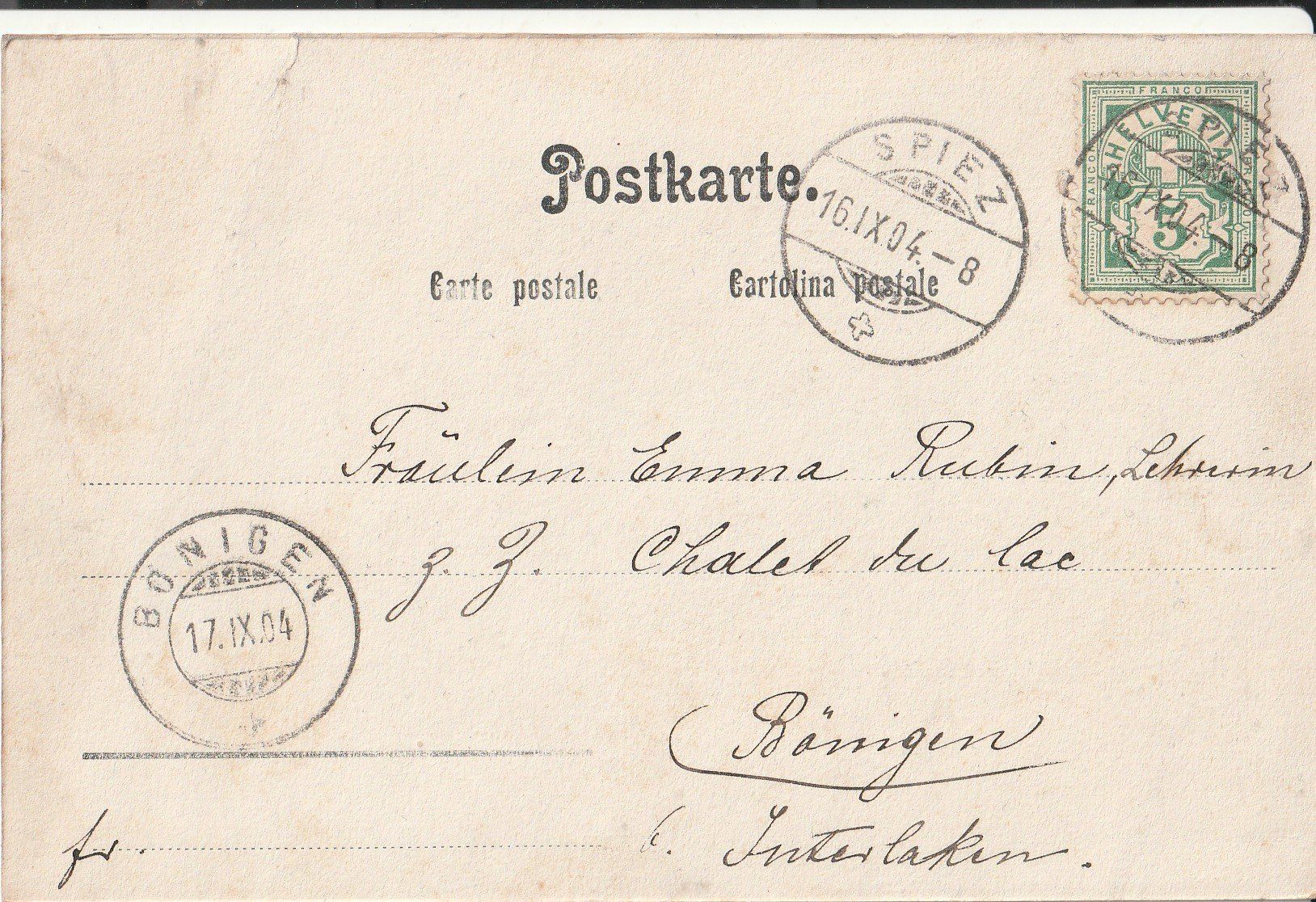 Cartoline postali: Aeschi um 1904 – Usato da Lumbrein venduto da made02 1