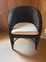 Rattan Korbsessel schwarzbraum mit Sitzkissen guter Zustand