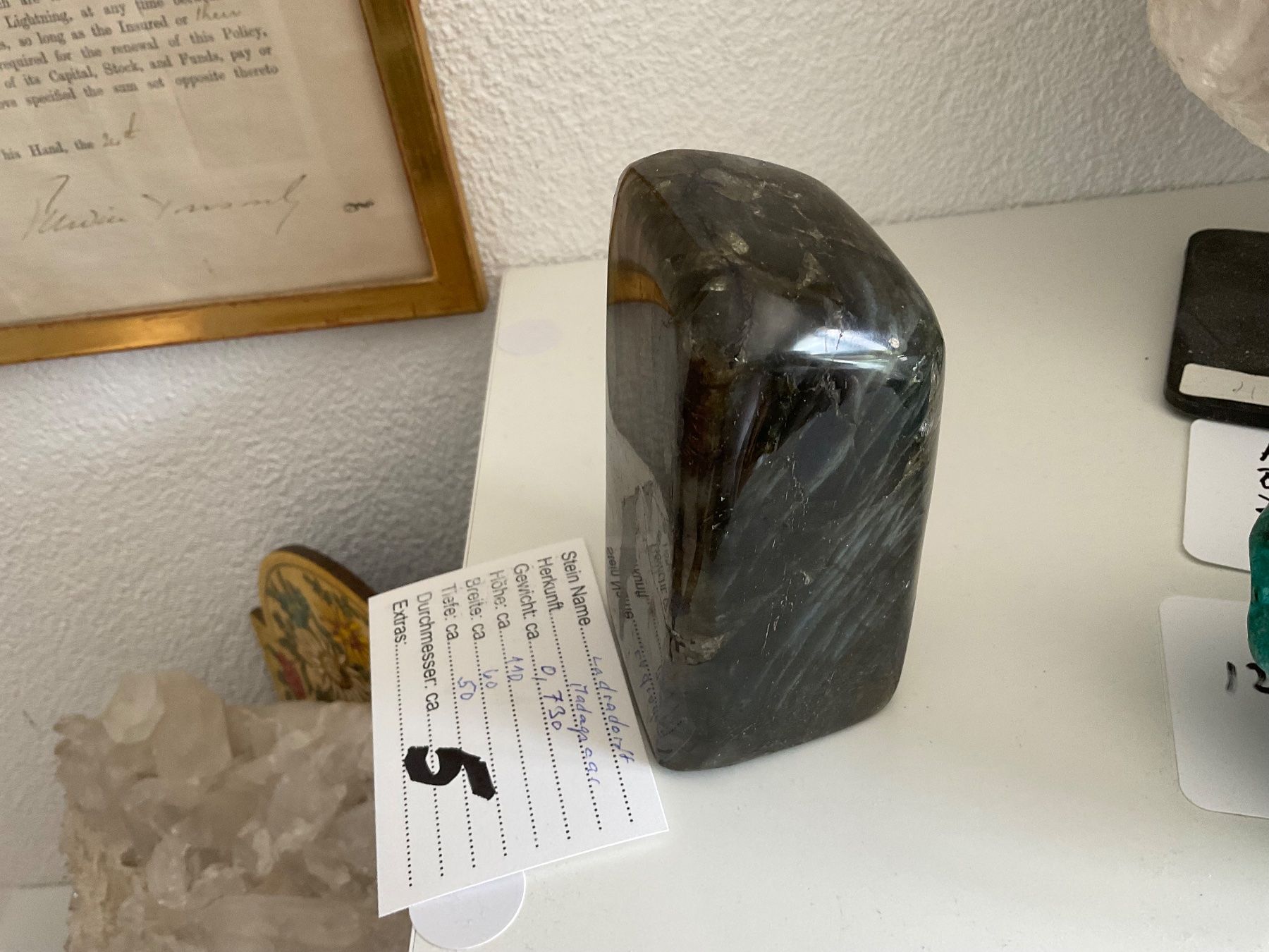 Minerali & Pietre curative: Spektakulärer Labradorit Handschmeichler aus Madagaskar – Nuovo (secondo la descrizione) da Gibswil venduto da MineralienJRS 4