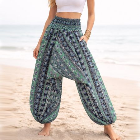 Haremshose Sarouel Indien Hippie Goa Hose Türkis Blau