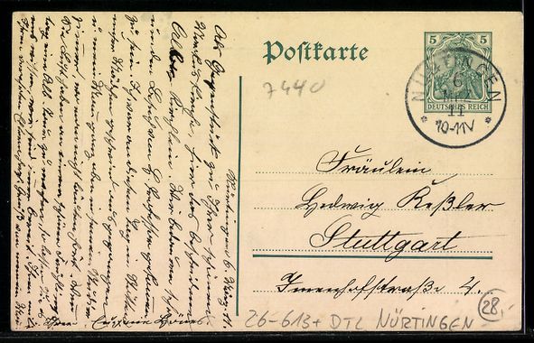 Cartoline postali: Künstler Handgemalt: Nürtingen, Kirche – Usato da Berlin venduto da bartko-reher 1