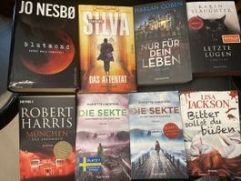 8 spannende Thriller - 2 Bücher gebunden, 6 Taschenbücher 