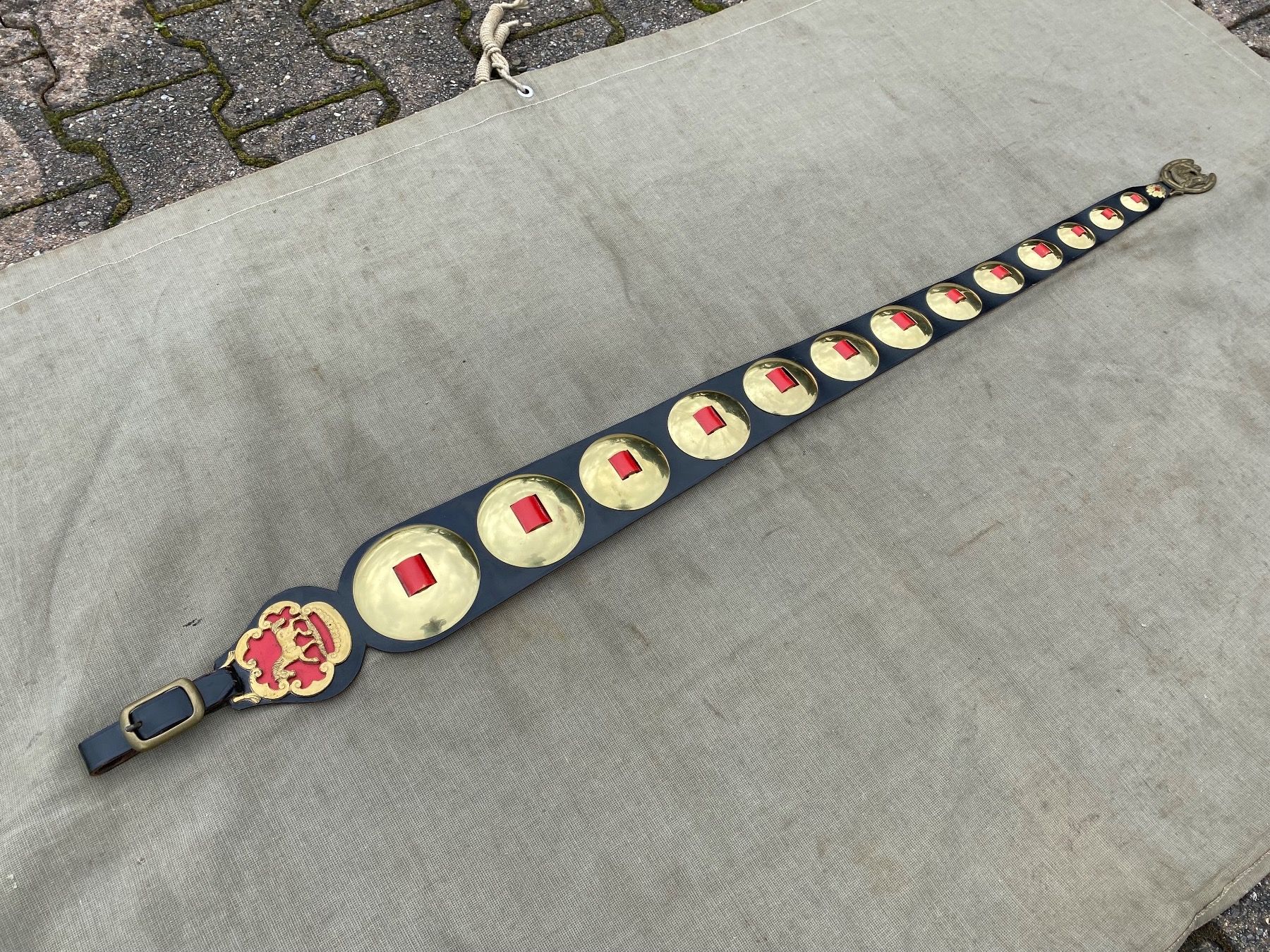 Campanacci mucche: schöner Staatsriemen mit Messing Rosetten – Usato da Feldbach venduto da Fea1 4