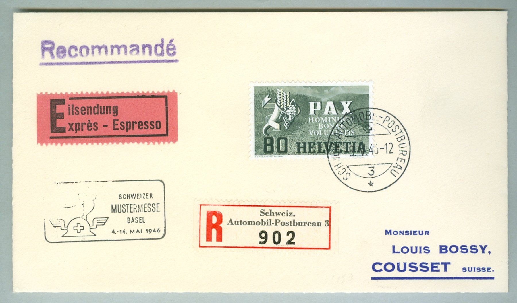 Tutti i francobolli: 1946 Schweiz Bedarfspost – Usato da Zürich venduto da yago-rot