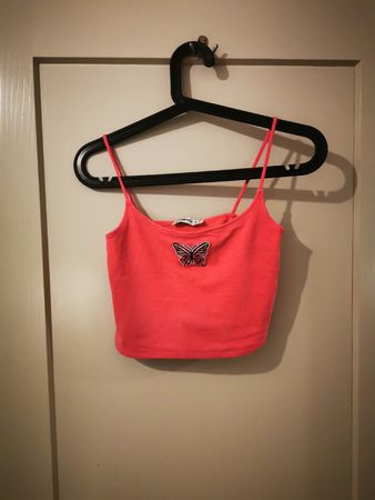 FB Sister Top, Gr. M, Sommerlich Koralle mit Schmetterling