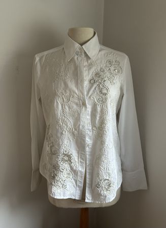 Esprit weisse Bluse Gr. L Stickerei