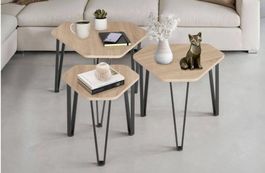 Beistelltisch-Set Torquay Industrial Holz hell, Eiche Sonoma