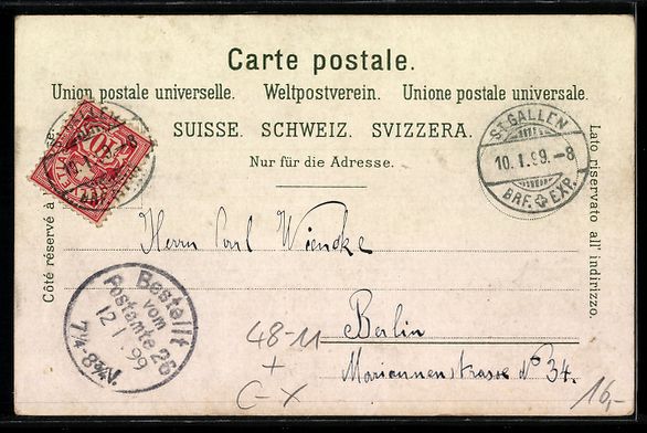 Cartoline postali: Litho Wengen, Wer sieht die Jungfrau?, S – Usato da Berlin venduto da bartko-reher 1