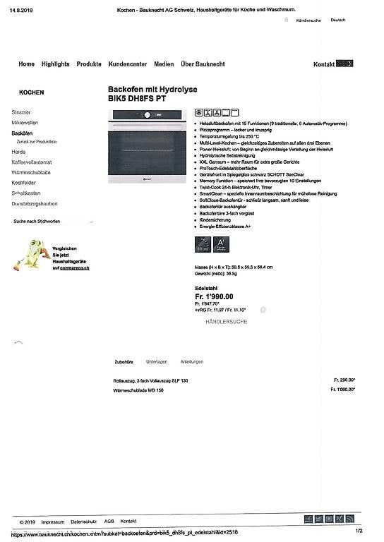 Forni: Backofen mit Hydrolyse – Usato da Burgdorf venduto da stuedi88