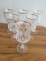 6 edle Stielgläser / Weingläser mit Goldrand – Vintage