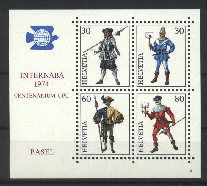 Tutti i francobolli: 1974, Gedenkblock NABA Basel, Nr. 9 ** – Usato da Willisau venduto da Vollstempel