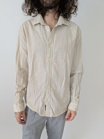 Selected Homme Hemdbluse M Beige Gestreift 🧺