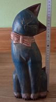Holzkatze Dekoration blau Grösse ca 26cm gebraucht