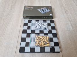 Jeu Echecs Magnétique Or-Argent Pliable Voyage Comme Neuf